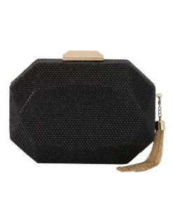 Deals ⌛ Olga Berg Tilly Black Crystal Hardcase Clutch Bag 🌟