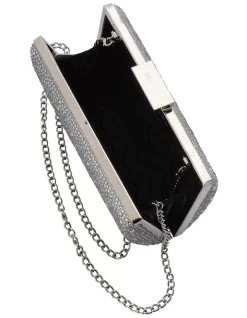 New 👏 Olga Berg Gabby Silver Hardcase Clutch Bag 😉 -Backpacks Sales Store unnamed file 224