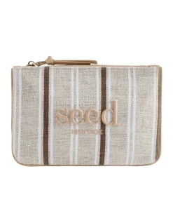Wholesale ❤️ Seed Heritage Embroidered Stripe Pouch In Brown ✨