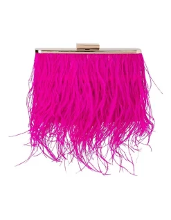 Budget 🤩 Olga Berg Estelle Fuchsia Feather Bag 🧨