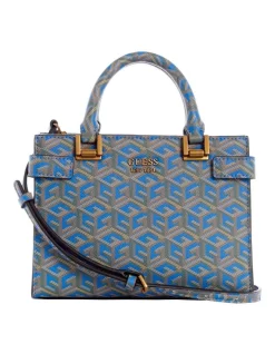 Budget 👍 Guess Atene Logo Satchel Bag In Aqua 🌟