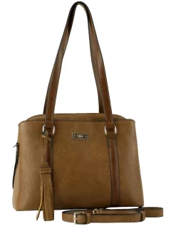 Budget 🛒 Cellini Sport Helen Tan Zip Top Satchel Bag 🥰