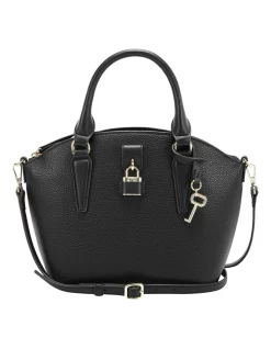 Discount 👍 Nine West Nemi Black Zip Top Satchel Bag 🧨